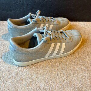 Adidas Courtset Women's Casual Running Shoes Size 8.5 Gray White Suede Leather